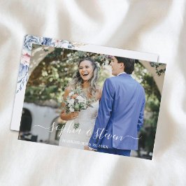 Azure & Ivory Floral Romance Wedding  Tack Kort