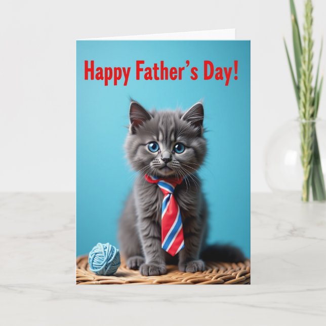 Azure Kattunge Fars Dag Kort (Framsida)