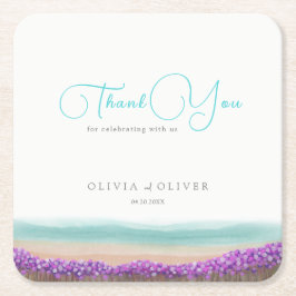 Azure Kusten i Bloom Bröllop Underlägg Papper Kvadrat