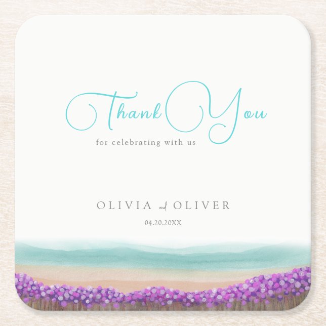 Azure Kusten i Bloom Bröllop Underlägg Papper Kvadrat (Framsidan)