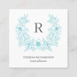 Azure Magnolia Wandemonogram social media Fyrkantigt Visitkort