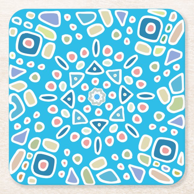 Azure Mosaic Underlägg Papper Kvadrat (Framsidan)