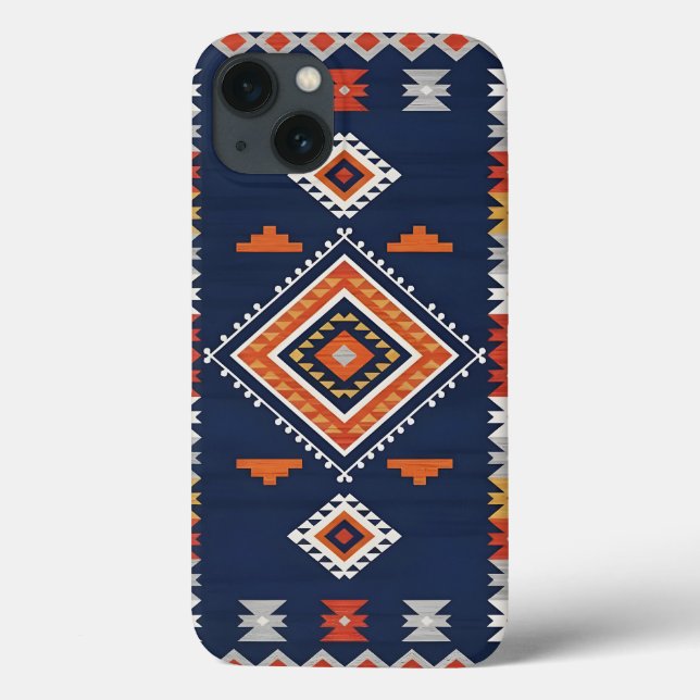 Azure Navy and Terracotta Geometric Tribal (Baksida)