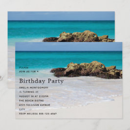 Azure Ocean Sandy Beach Photo Birthday Inbjudningar