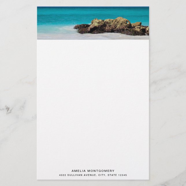 Azure Ocean Sandy Beach Photo Brevpapper (Framsida)