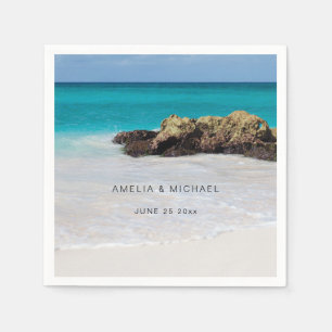 Azure Ocean Sandy Beach Photo Bröllop Pappersservett