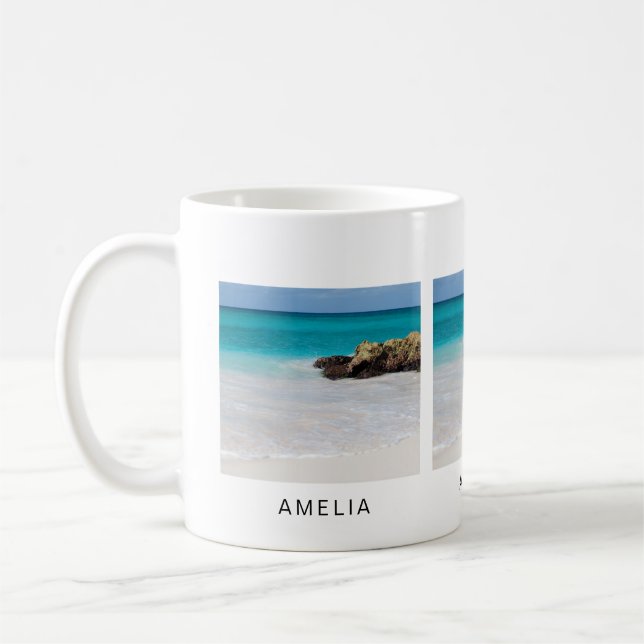 Azure Ocean Sandy Beach Photo Kaffemugg (Vänster)