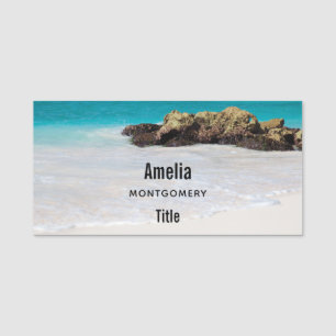 Azure Ocean Sandy Beach Photo Namnbricka