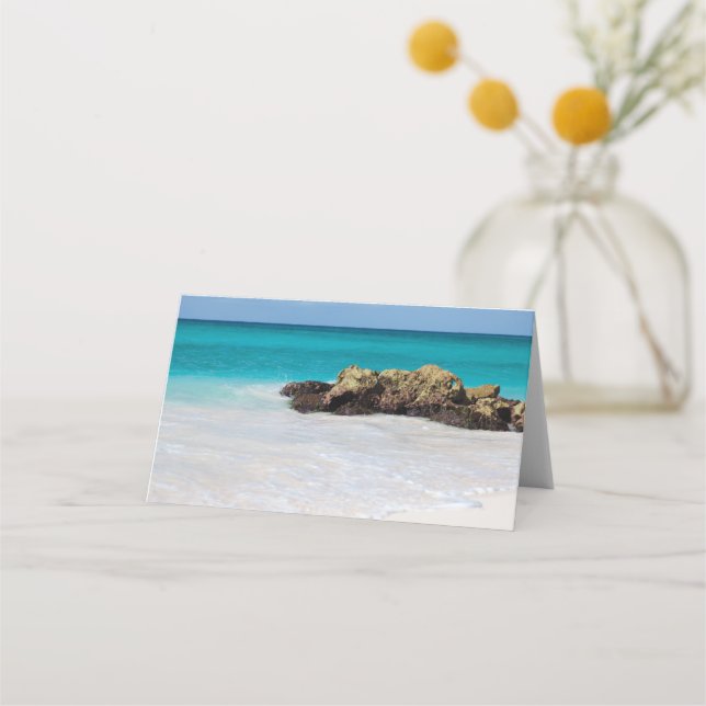 Azure Ocean Sandy Beach Photo Placeringskort (Framsida)