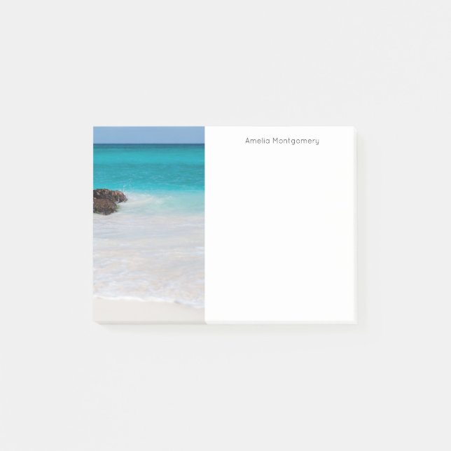 Azure Ocean Sandy Beach Photo Post-it Block (Framsida)