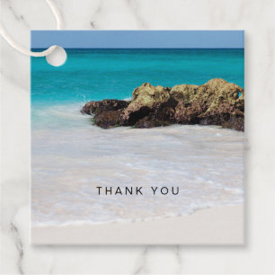 Azure Ocean Sandy Beach Photo Tack Gåvor Etiketter