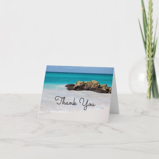 Azure Ocean Sandy Beach Photo Tack Kort (Framsida)