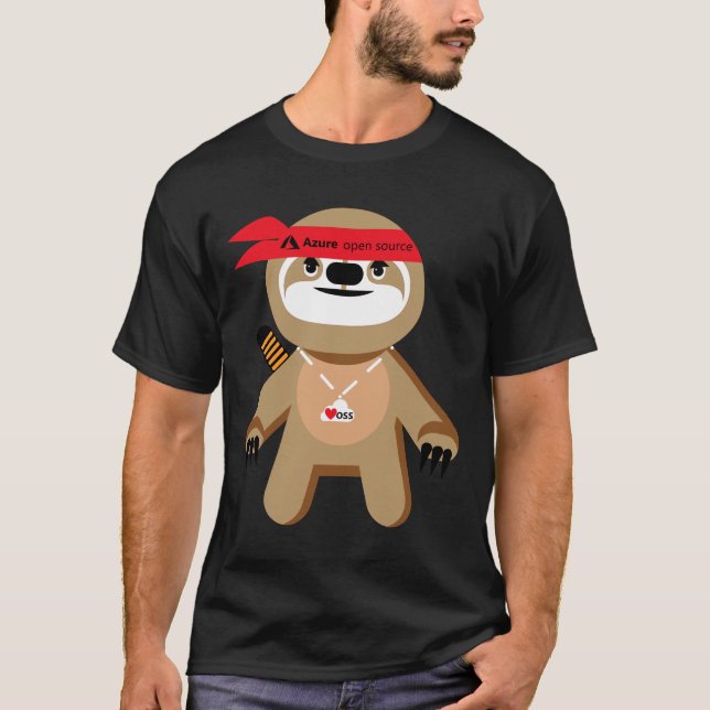 Azure Open Source Brady The Ninja Sloth T Shirt (Framsida)