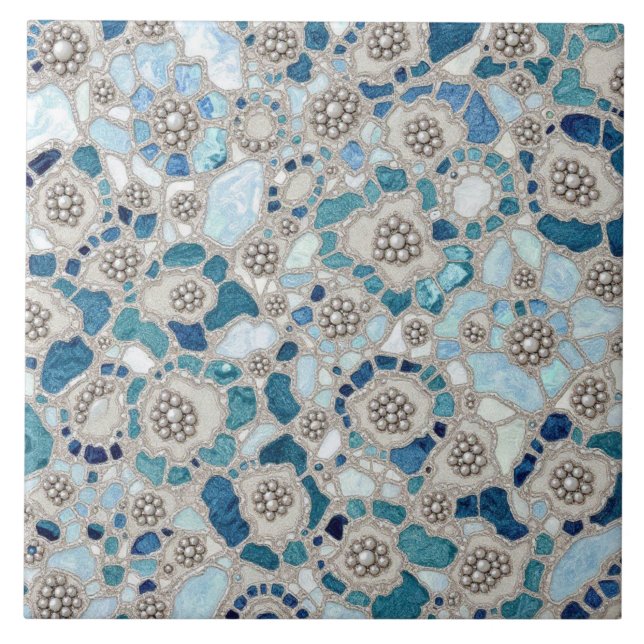 Azure Petal Harmony Ceramic Tile Kakelplatta (Framsidan)