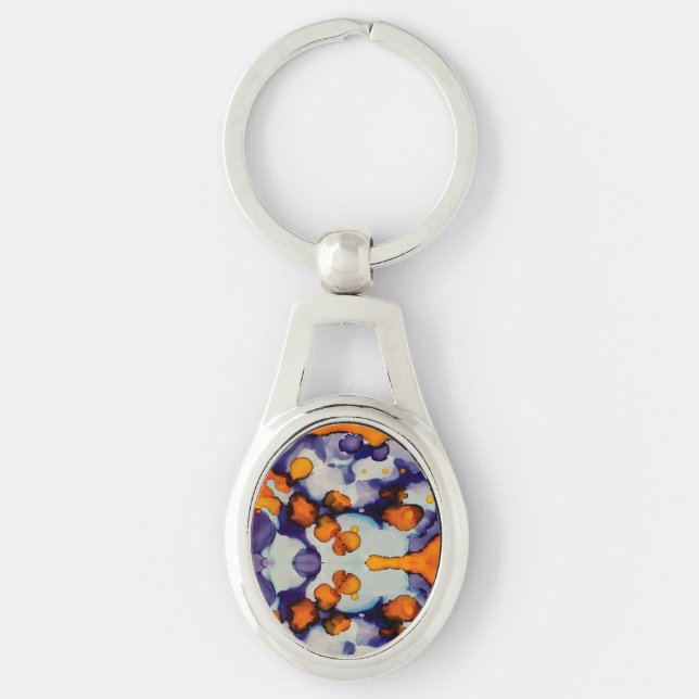 Azure Pumpkin Ovalt Silverfärgad Nyckelring (Framsidan)