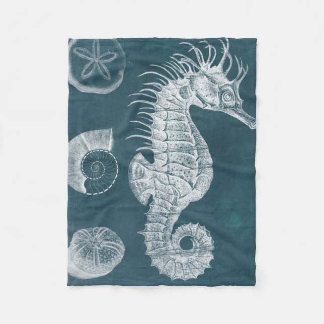 Azure Seahorse Study I Fleecefilt (Framsidan)