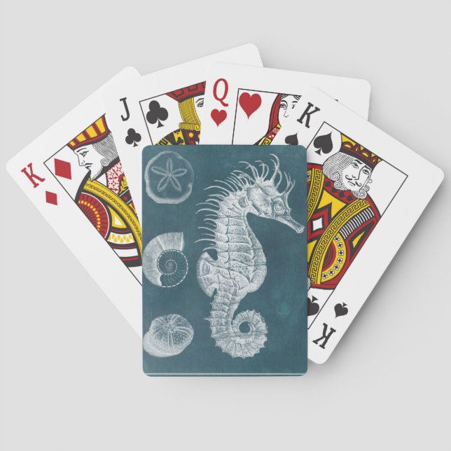 Azure Seahorse Study I Spel Kort (Baksidan)