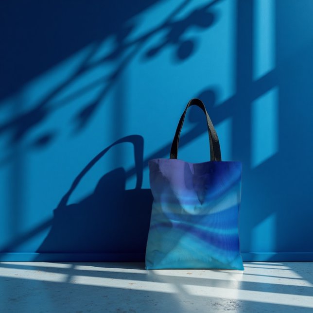 Azure Shift - Dynamisk blå vågövertoning Tygkasse (Azure Shift Tote. Dynamic blue wave art for sophisticated everyday style.)
