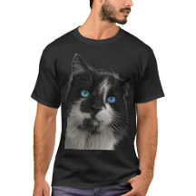 Azure Soul Svart Katt Blå Ögon T-Shirt