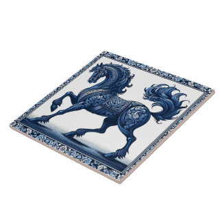 Azure Stallion: Botaniskt Grace Kakelplatta