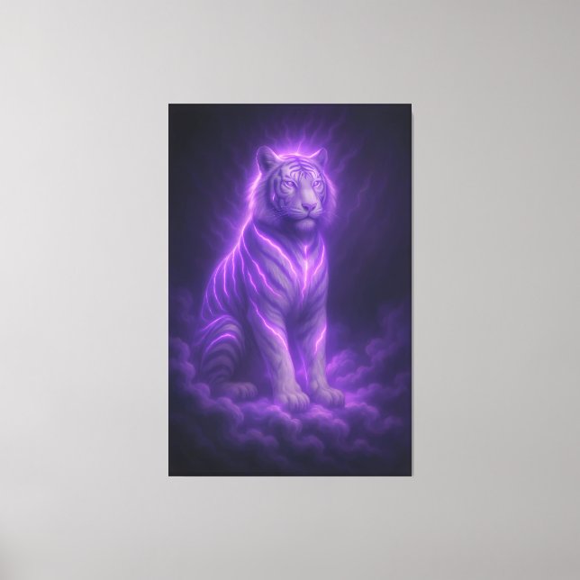 Azure Thunder White Tiger – Himmelsk Storhet Canvastryck (Framsida)