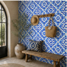 Azure Tides Hand Painted Blue Watercolor Mosaic