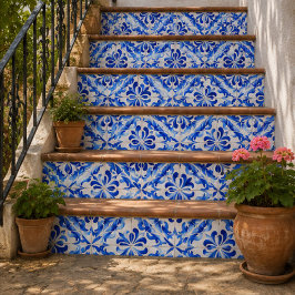Azure Waves Watercolor Blue Ornamental Mosaic   Kakelplatta