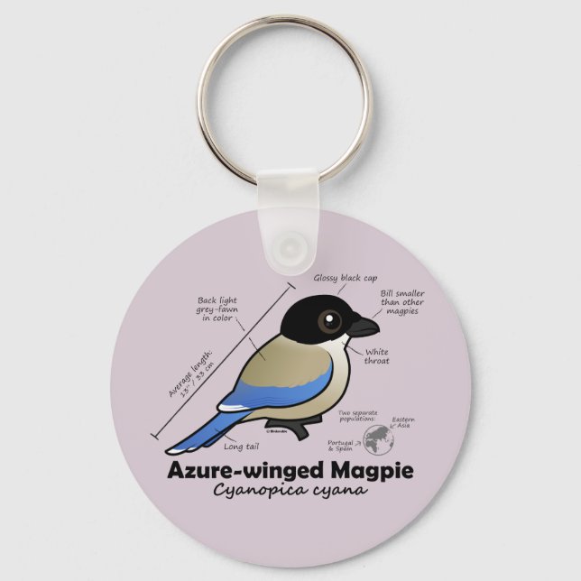 Azure-winged Magpie Statistics Nyckelring (Framsida)