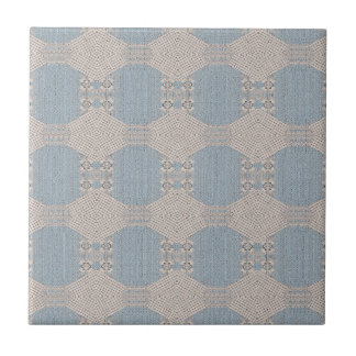 Azurévia Lace – Puderblå & Elfenbensvitt Geometris Kakelplatta