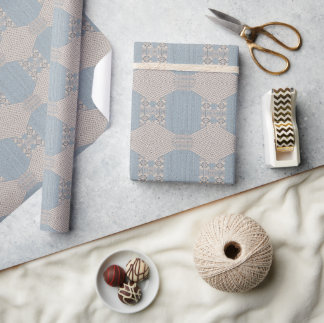 Azurévia Lace – Puderblå och Elfenbensvitt Geometr Presentpapper