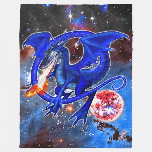 Azurite Cosmic Dragon Fleecefilt (Framsidan)