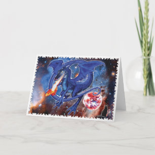 Azurite Cosmic Dragon Greeting Card Kort