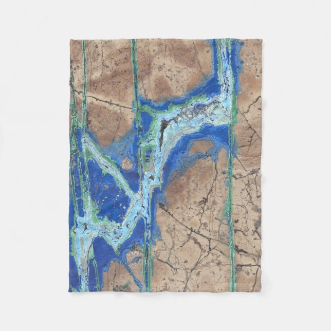 Azurite Stone Beige och Turcouise Fleecefilt (Framsidan)