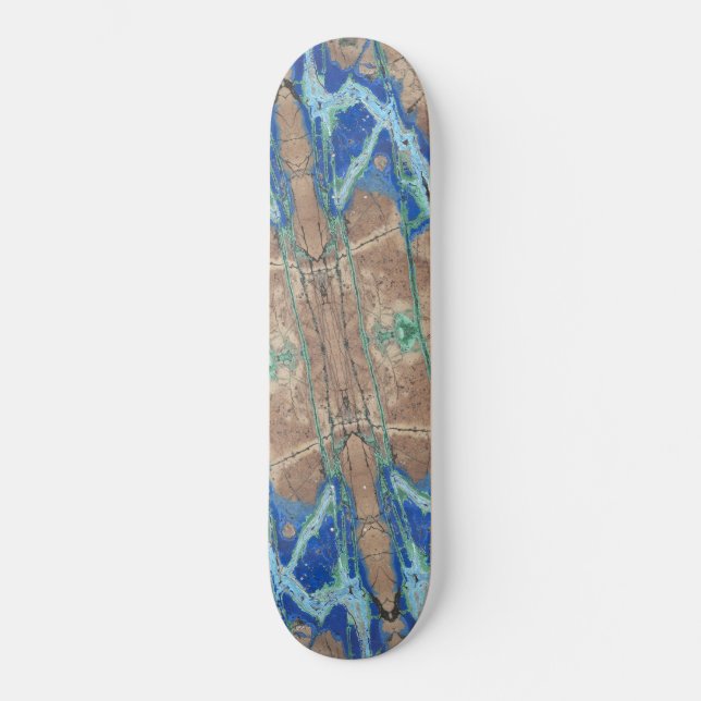 Azurite Stone Beige och Turcouise Mini Skateboard Bräda 18,5 Cm (Framsida)