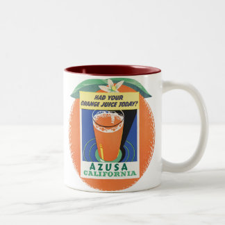 Azusa, Kaliforniens Orange Juice Poster Två-Tonad Mugg
