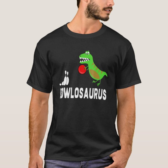 B0wling Dinosaur B0wler Dino Idea T Shirt (Framsida)
