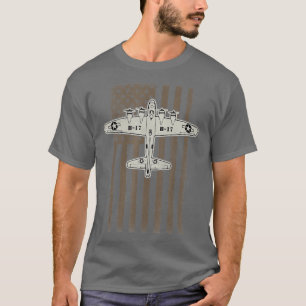 B17 Bomber WW2 Flygplan-flygplan USA flagga Vetera T Shirt