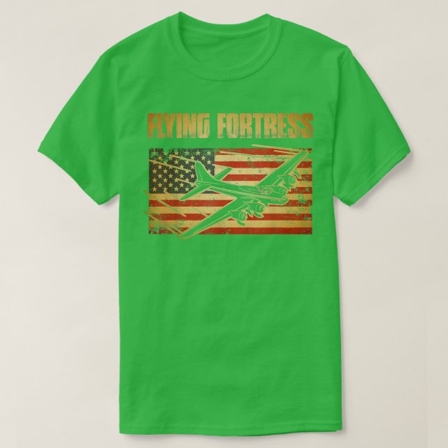 B17 Flygande fästning American Flagga Patriot T Shirt (Design framsida)