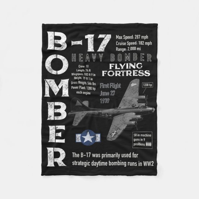B17 Flygande fästningen  Fleecefilt (Framsidan)