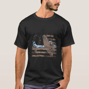 B17 Heavy Bomber Ww2 Flygplan Aircraft USA flagga T Shirt