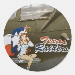 B17 Texas Raiders Nose Art. Runt Klistermärke