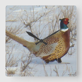 B22 Ring-halsad fasan i Snö Fyrkantig Klocka