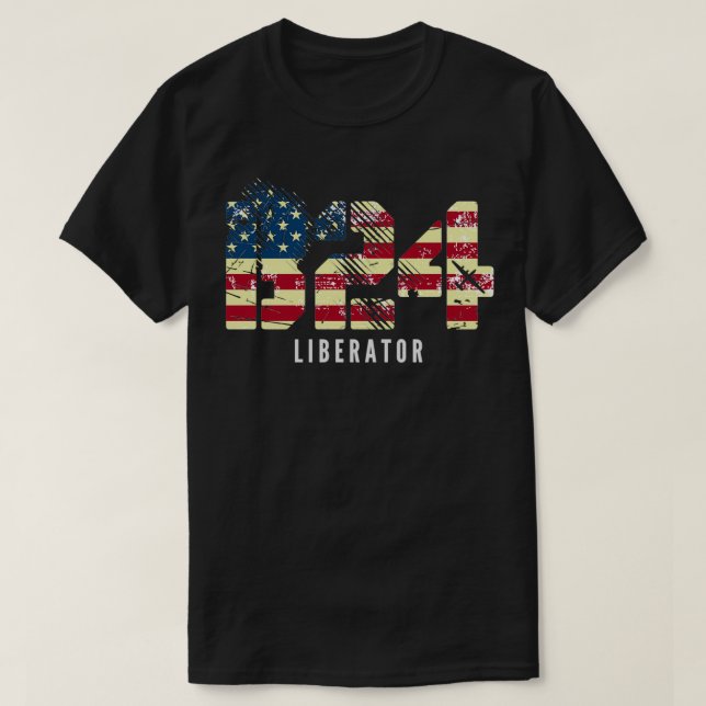 B24 Liberator WWII Bomber Airplane USA flagga Clas T Shirt (Design framsida)