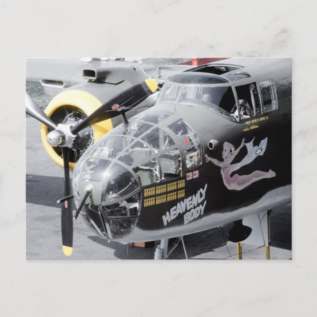 B25 MITCHELL BOMBER " HIMMELSK KROPPSART" NOSE ART VYKORT (Framsida)