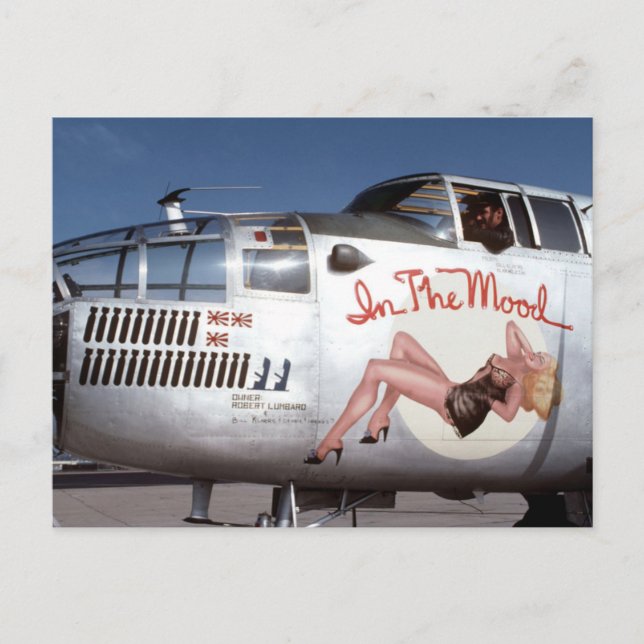 B25 MITCHELL BOMBER " IN the MOOD" NOSE ART Vykort (Framsida)
