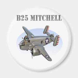 B25 Mitchell Bomber Silver Flygplan Magnet