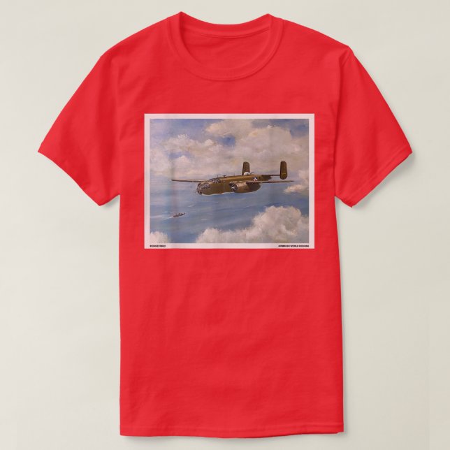 B25 Mitchell WW2 Flygplan Målning militär Novelty  T Shirt (Design framsida)