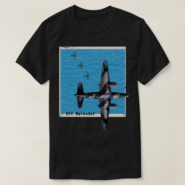 B26 Marauder WW2-bombplan över havet T Shirt (Design framsida)