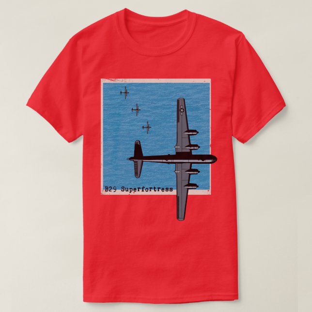 B29 Superfort WW2-bombplan över havet T Shirt (Design framsida)