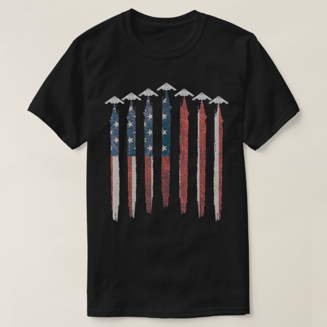 B2 Stealth Bomber Airplane USA flagga B2 4:e juli T Shirt (Design framsida)